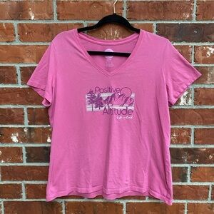 Life Is Good Womens Large Classic Tee Positive Altitude Short Sleeve Vneck Shirt